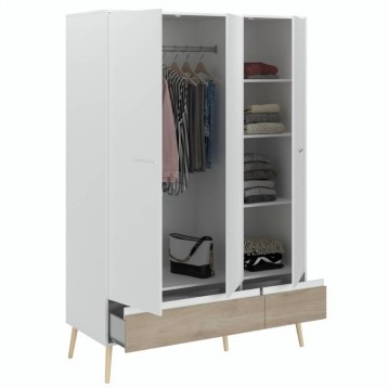 Dormitorio Estilo Nórdico Con Armario Osaka Roble Japonés Y Blanco_armario