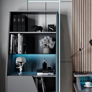 Estantería Libreria Gaming Venom Negro Mate_ambiente_detalle