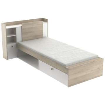 Cama Juvenil Life Con Cabecero Color Roble Kronberg Y Blanco