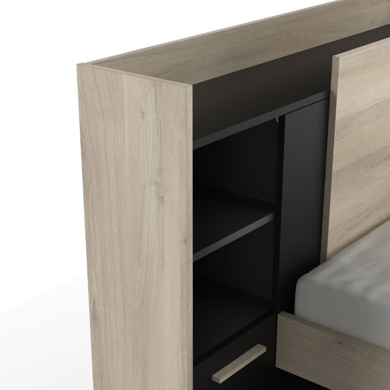 Cama Juvenil Life Con Cabecero Color Roble Kronberg Y Negro_detalle_1