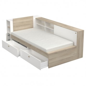 Cama Life Con Almacenaje Dormitorio Juvenil Blanco Y Roble Kronberg_2