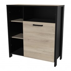 Mueble Auxiliar Microondas Industriale Roble Kronberg Y Negro Mate 96x101 cm