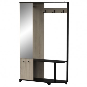 Mueble Perchero Recibidor Cobbler Con Espejo Roble y Negro_portada
