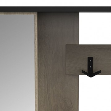 Mueble Perchero Recibidor Cobbler Con Espejo Roble y Negro_detalle