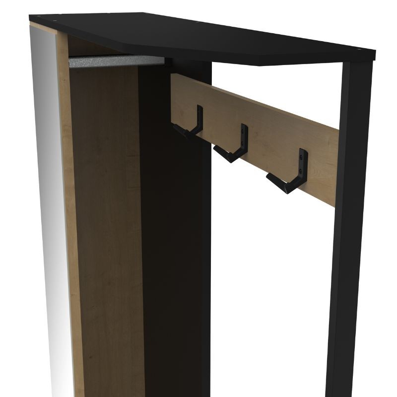 Mueble Perchero Recibidor Cobbler Con Espejo Roble y Negro_detalle_1 Mueble Perchero Recibidor Cobbler Con Espejo Roble y Negro_detalle_1