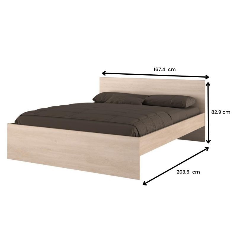 Cama De Matrimonio John color Roble Brooklyn_medidas Cama De Matrimonio John color Roble Brooklyn_medidas