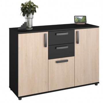 Aparador ladeado Dark Comedor Moderno Roble Brookling y Negro Mate