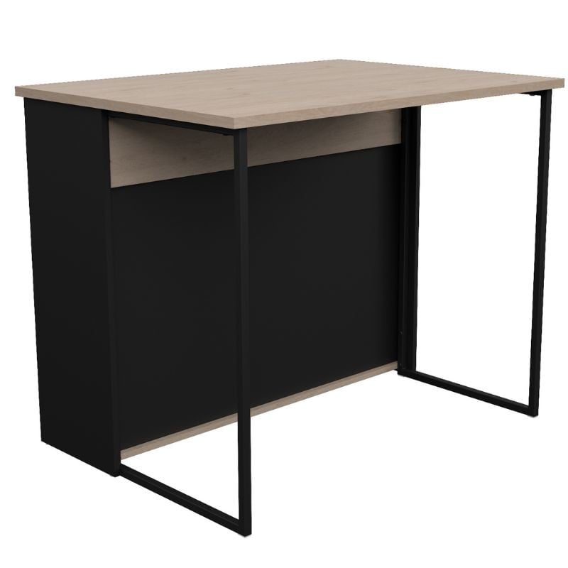 Mueble auxiliar cocina, 1 armario y 1 cajón color roble y negro 123x85x40cm