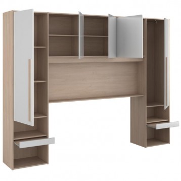 Dormitorio Estilo Nórdico John Color Roble Brooklyn y blanco Shiny_cabecero abierto