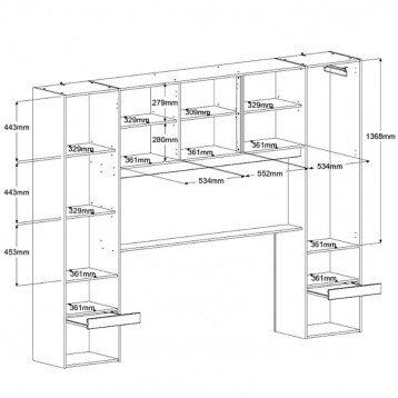 Dormitorio Estilo Nórdico John Color Roble Brooklyn y blanco Shiny_cabecero medidas 2