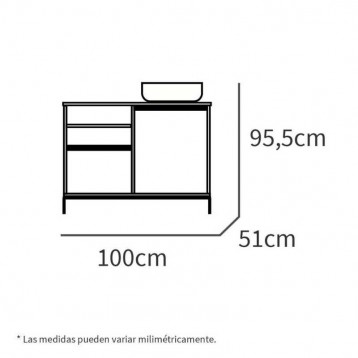 Medidas Mueble de Baño con Patas Támesis Roble y Blanco
