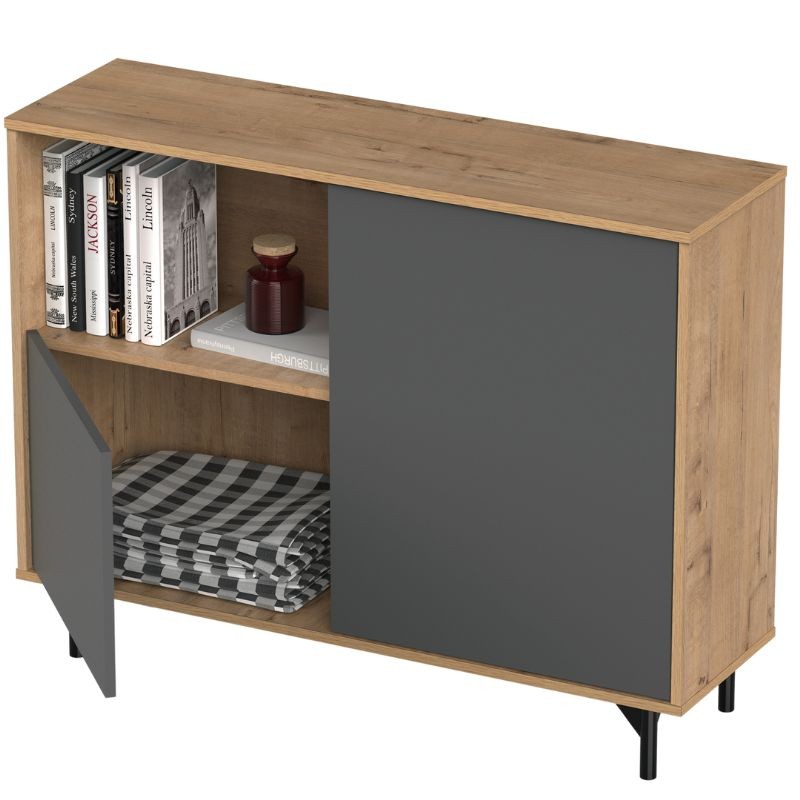 Perfil de Aparador Salón Comedor Anori Con Patas Color Roble Gold Y Gris