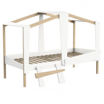 Cama Infantil Cabane Roble y Blanco Mate