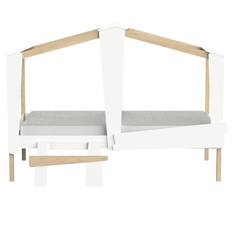 Cama Infantil Cabane Roble y Blanco Mate Frontal Cama Infantil Cabane Roble y Blanco Mate Frontal