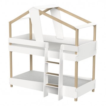 Lado Litera Juvenil Timber Blanco Mate y Beige