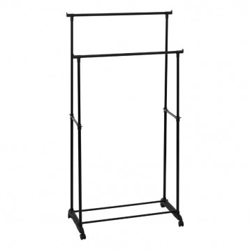 Mueble Auxiliar Perchero Burro Doble Extensible Con Ruedas Negro