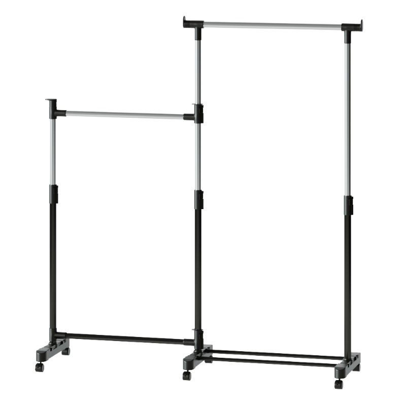 Mueble Auxiliar Perchero Doble Con Barra Giratoria Y Ruedas 1