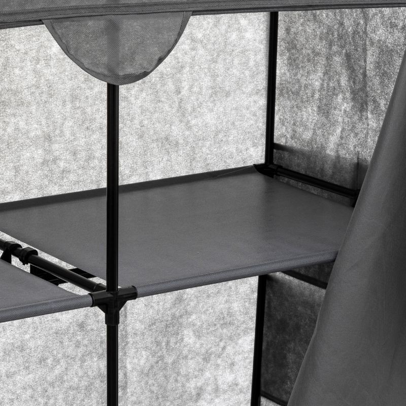 Armario Auxiliar De Tela Con 2 Estantes y Bolsillos Color Gris 110x155 cm