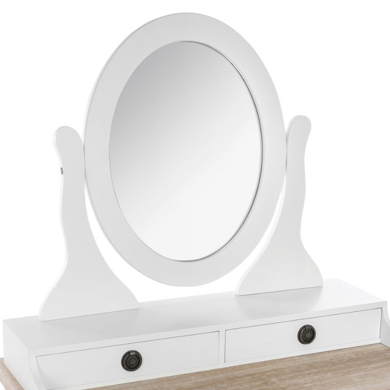 Tocador con espejo Chrysa blanco y madera_Detalle_4