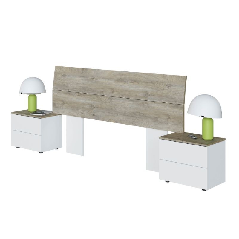 Muebles Dormitorio Matrimonio Ethna Estilo Nórdico Color Blanco y Roble Alaska 160 cm Muebles Dormitorio Matrimonio Ethna Estilo Nórdico Color Blanco y Roble Alaska 160 cm