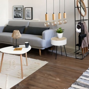 Mesa De Centro Redonda Shiro Blanco y Roble Con Tapa_ambiente general