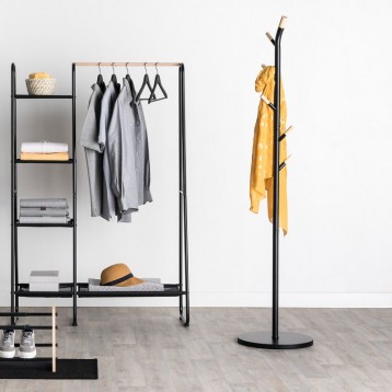 Ambiente Perchero De Pie Metal Color Negro 6 Colgadores