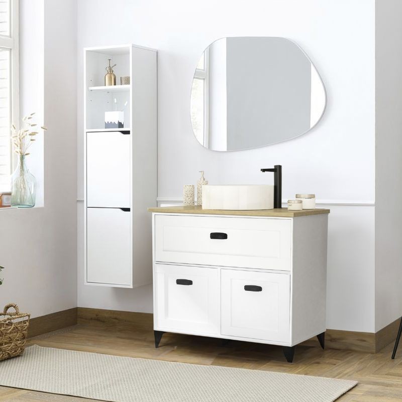 Mueble para Baño Pack Blanco Brillo (Incluye Lavabo) 81x46 cm 