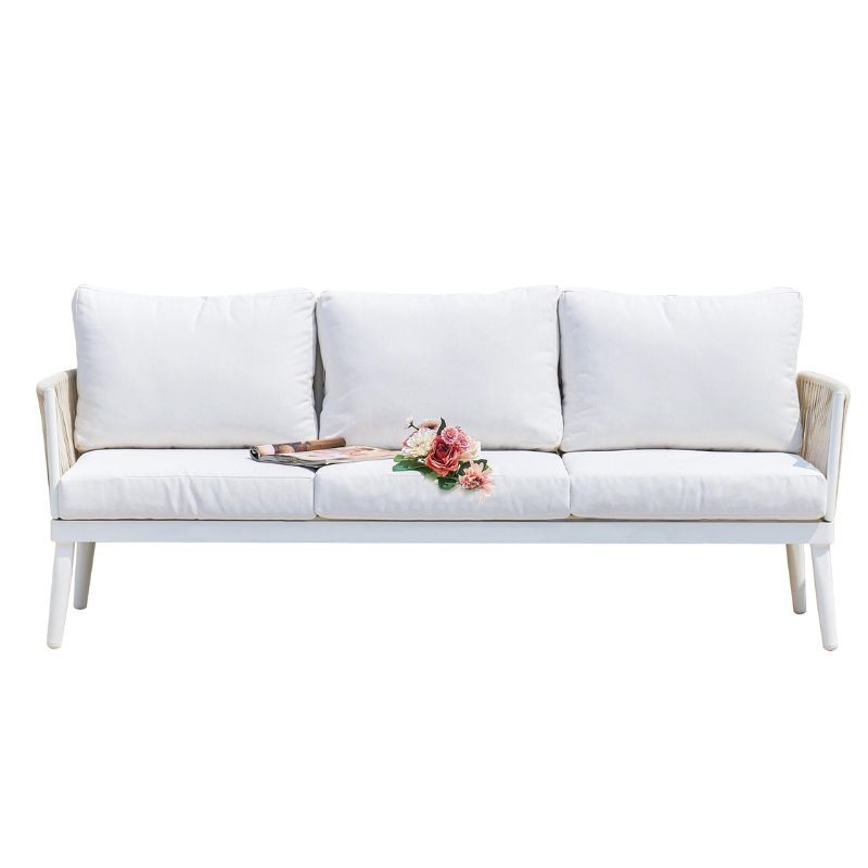 Conjunto Muebles Exteriores 4 Piezas Miramar Color Blanco_Sofa Conjunto Muebles Exteriores 4 Piezas Miramar Color Blanco_Sofa