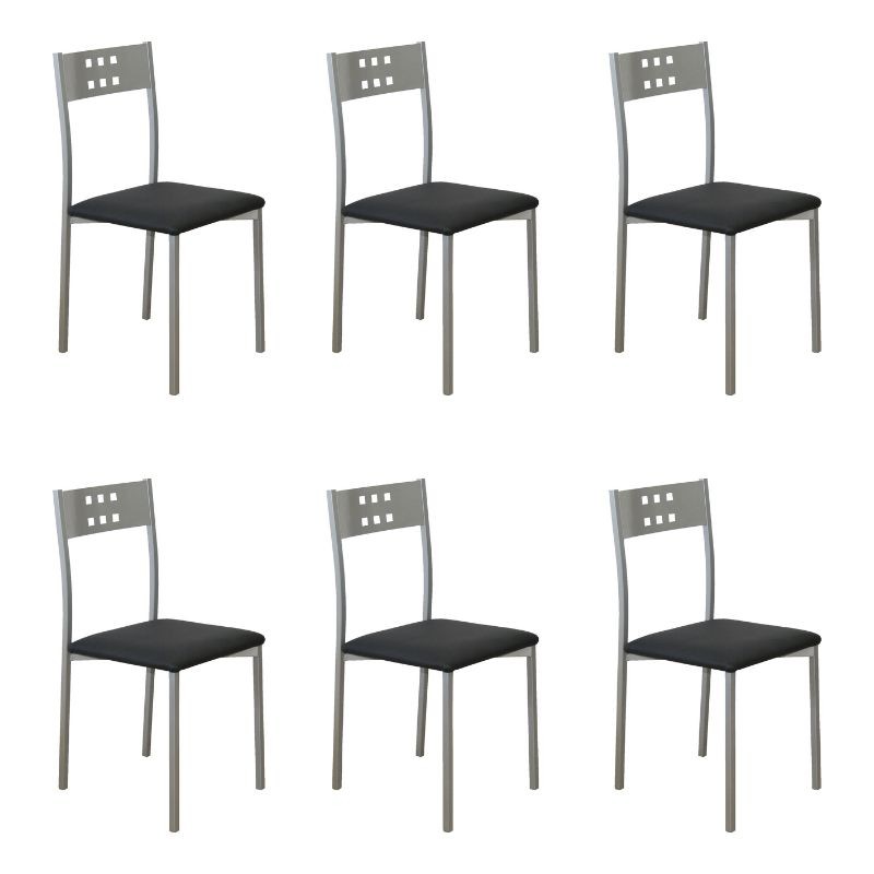 Pack 6 Silla Costa De Cocina Color Negro Con Polipiel Y Metal Pack 6 Silla Costa De Cocina Color Negro Con Polipiel Y Metal