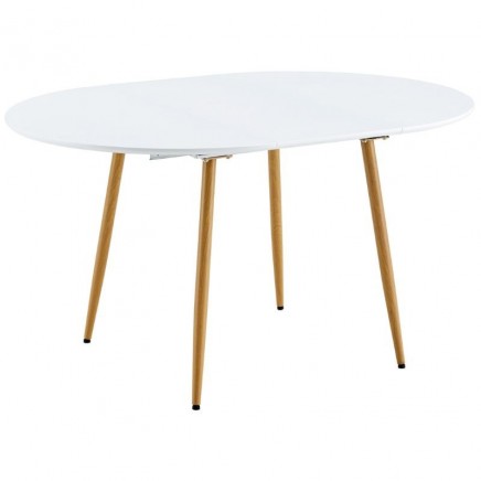 Mesa Comedor Redonda Artic Extensible Blanco y Roble_Portada