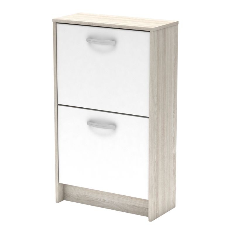 Mueble Zapatero Recibidor Nano 2 Puertas Roble Shannon y Blanco Perla 54 cm Mueble Zapatero Recibidor Nano 2 Puertas Roble Shannon y Blanco Perla 54 cm