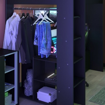 Cama Alta TexGen Con Escritorio y LED Negro 204x180x94 CM _Detalle_1