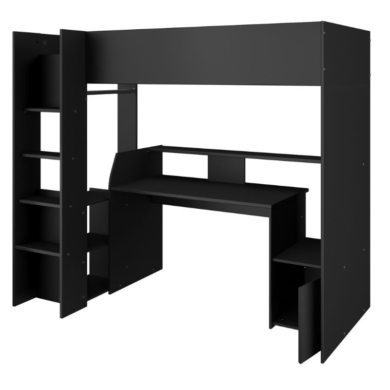 Cama Alta TexGen Con Escritorio y LED Negro 204x180x94 CM _3