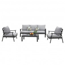 Conjunto 1 sofá 2 sillones y mesa de centro Exterior Jardín Oropesa Color Gris