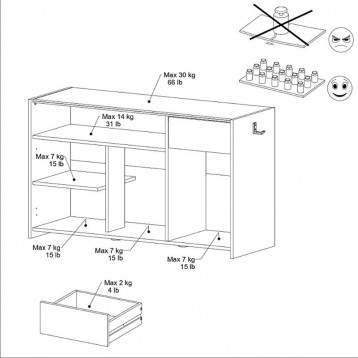 Mueble TV TexGen Color Negro 113x67x40 Cm_Medidas_2