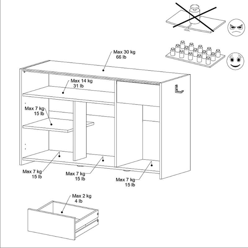 Mueble TV TexGen Color Negro 113x67x40 Cm_Medidas_2
