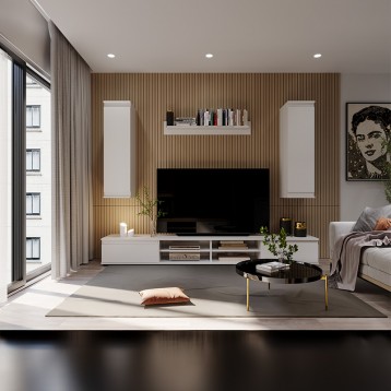 Ambiente moderna de Mueble de salón Lusia moderno en color Blanco