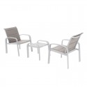 Conjunto 2 Sillones con Mesa de centro Exterior Jardín Elyn Color Blanco y Beige