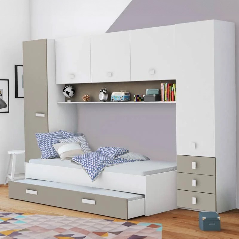 Ambiente con la Cama Nido Tidy Juvenil Blanco y Arcilla Ambiente con la Cama Nido Tidy Juvenil Blanco y Arcilla