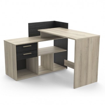 Escritorio de Rincón Optima 2 Cajones Color Roble y Negro 121Cm_2