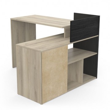 Escritorio de Rincón Optima 2 Cajones Color Roble y Negro 121Cm_3