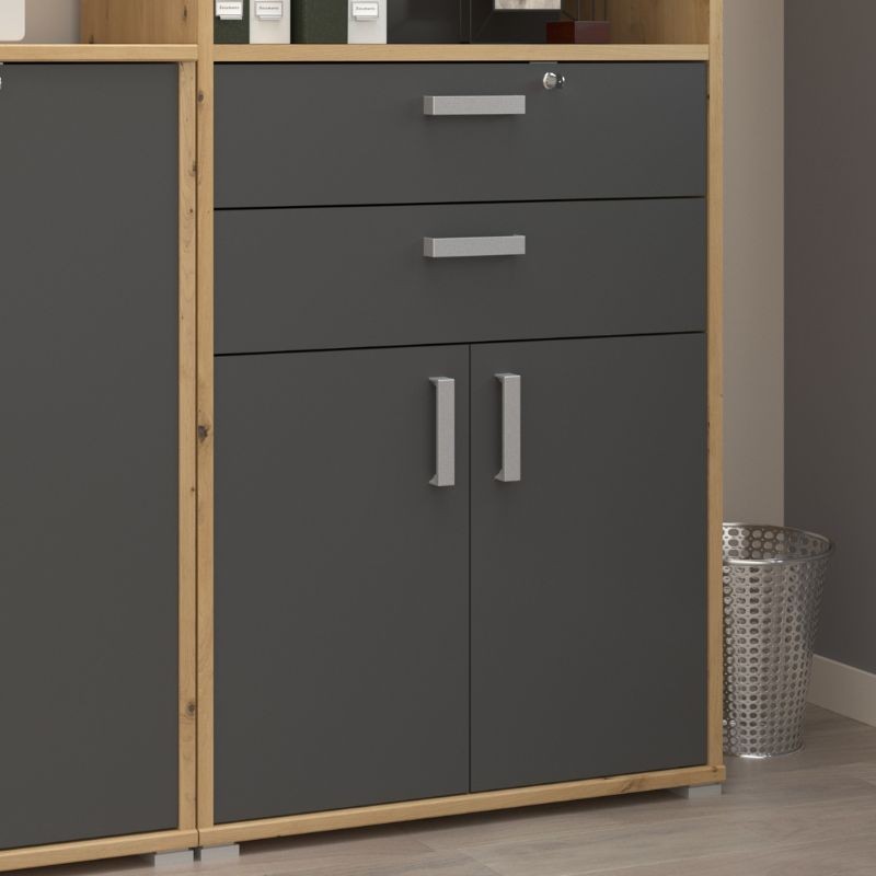 Puertas Abatibles Con 2 Cajones Oficina Venture Color Gris 78x100x37 cm