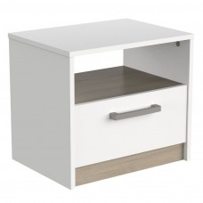 Mesita de noche Watson Color Blanco Mate y Roble Kronberg 46x35 cm Mesita de noche Watson Color Blanco Mate y Roble Kronberg 46x35 cm