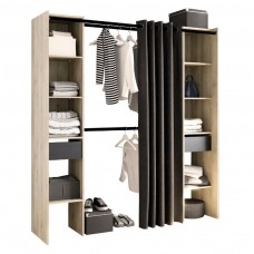 Vestidor Abierto Diego Color Roble Kronberg y Negro 182x200 cm