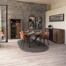 Pack Muebles De Salón Mónaco Estilo Industrial Color Roble Oscuro y Negro Estructurado