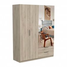 Armario Dormitorio Ghost 2 Cajones, 4 Puertas y 2 Espejos Roble Kronberg 158x51 cm