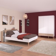 Muebles Dormitorio Matrimonio Nórdico Osaka Blanco Mate y Roble Japonés