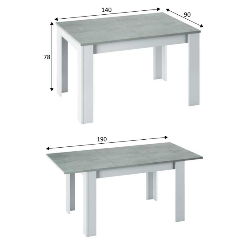 Pack Mesa con 4 Sillas Estilo Nórdico color Gris Cemento