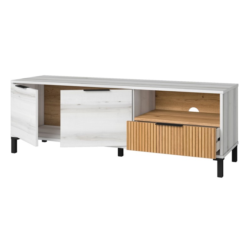 Conjunto de Muebles de Salón Comedor Tokio en Blanco Albo y Roble Rayado Conjunto de Muebles de Salón Comedor Tokio en Blanco Albo y Roble Rayado