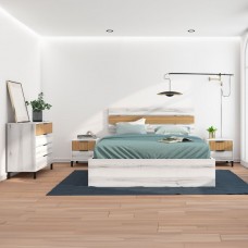 Pack de Muebles de Dormitorio en Blanco Albo y Roble Rayado